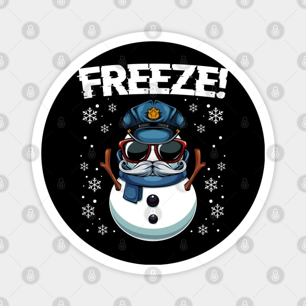 Snowman - Freeze! Police Officer Xmas Pun Magnet by Lumio Gifts